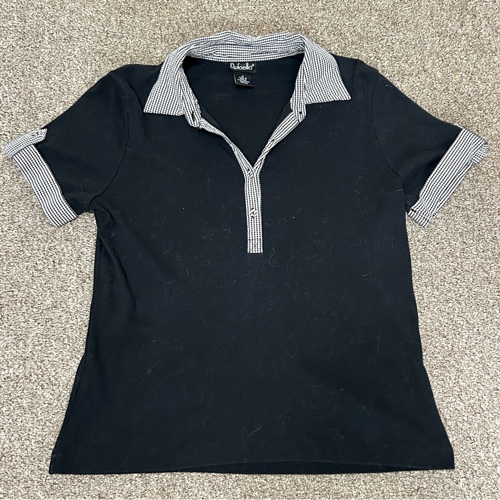 Women’s Vintage Black Shirt With Gingham Collar